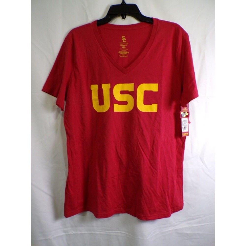 SC Women's USC Trojans Red V Neck T-Shirt 2XL 100% Cotton Jersey Collegiate